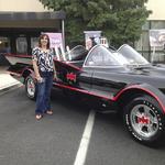 Debbie with the Batmobile